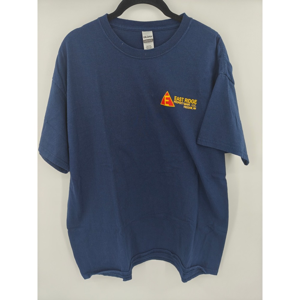 Gildan Ultra Cotton Mens XL Navy Blue East Ridge Property Maint Graphic T-Shirt